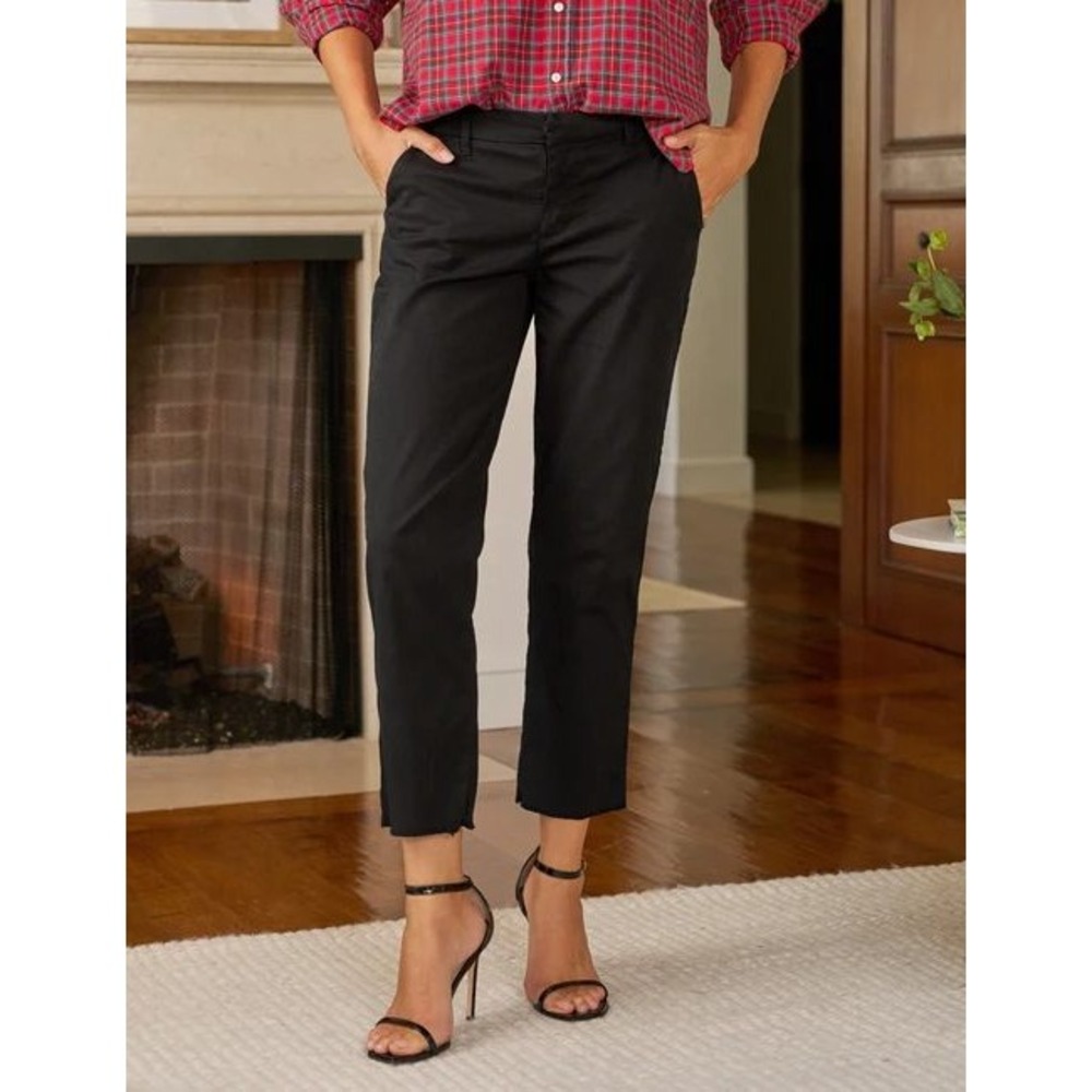 Frank & Eileen Wicklow Italian Chino Pant Womens 8 Black Cropped Cotton Preppy